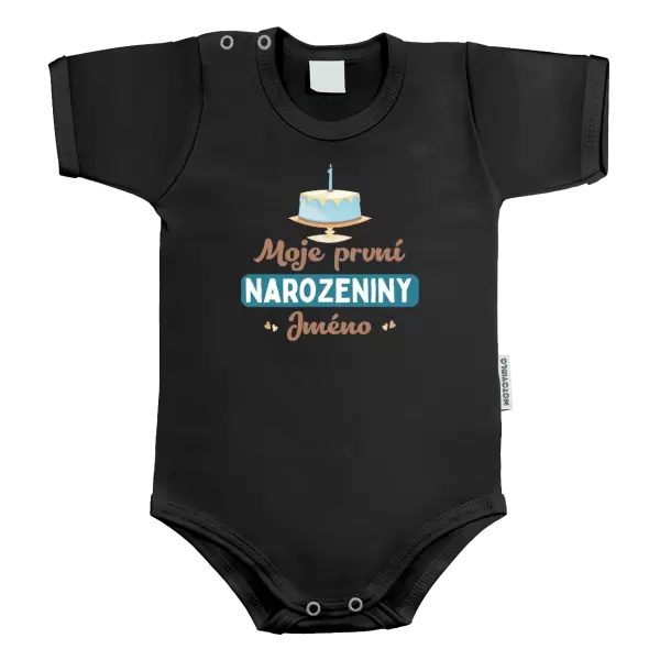 Dětské body Moje první narozeniny s dortem (modrý)