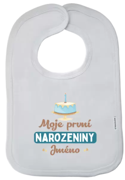 Dětský bryndák Moje první narozeniny s dortem (modrý)