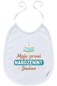Dětský bryndák Moje první narozeniny s dortem (modrý)