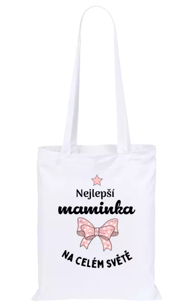 Látková taška Nejlepší maminka na celém světě - mašlička