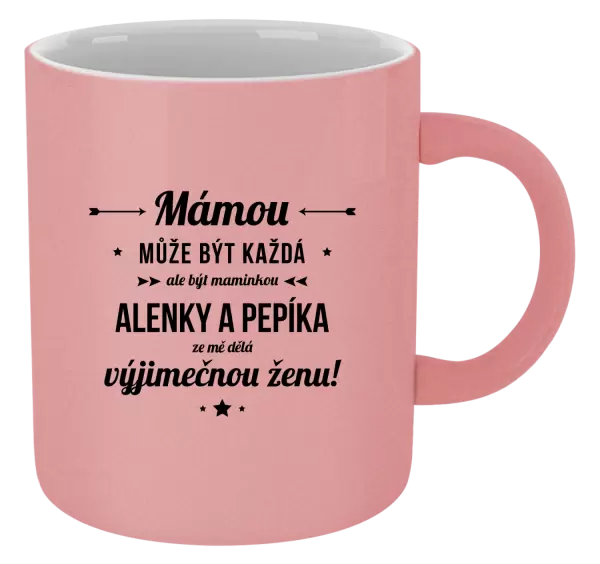 Metalický hrnek Mámou může být každá se jmény