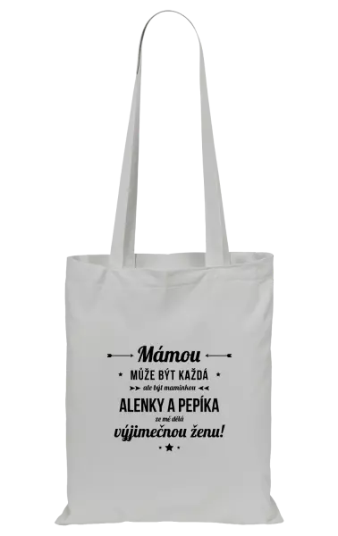 Látková taška Mámou může být každá se jmény