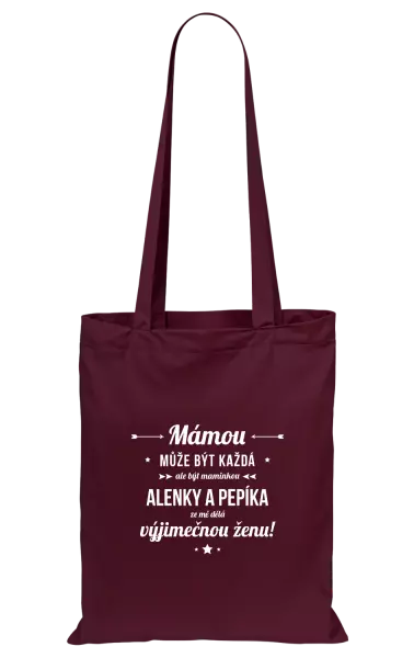 Látková taška Mámou může být každá se jmény