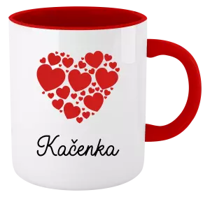 Hrnek 330 ml - barevný vnitřek a ucho Srdíčka se jménem