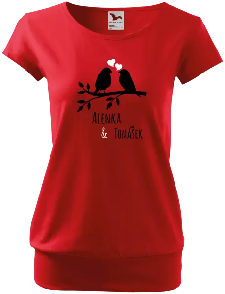 Dámské tričko Ptáčci na větvi - vlastní jména