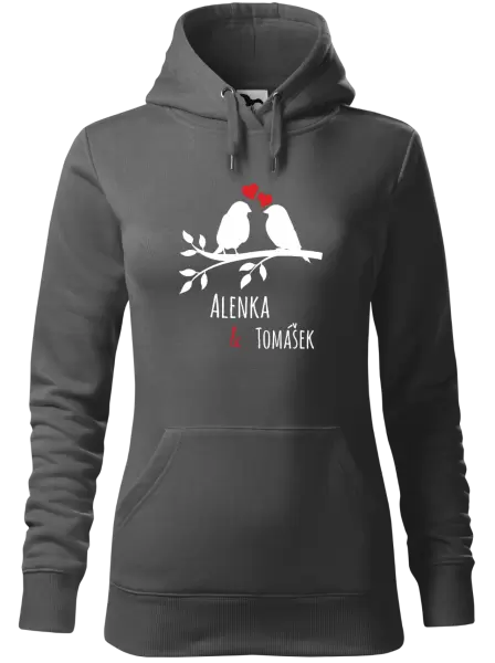 Dámská mikina Ptáčci na větvi - vlastní jména