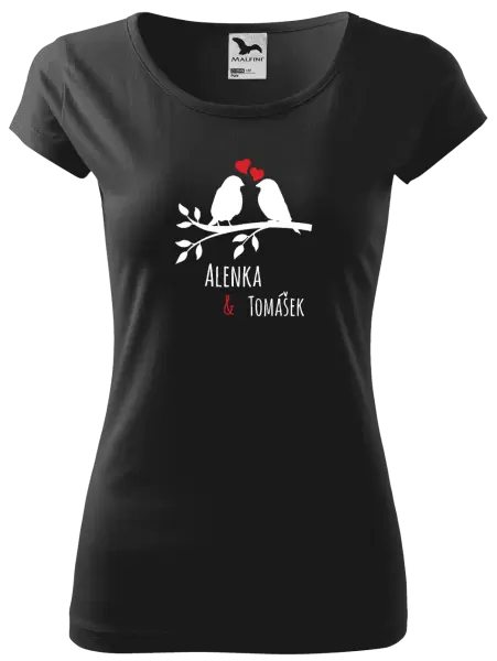 Dámské tričko Ptáčci na větvi - vlastní jména