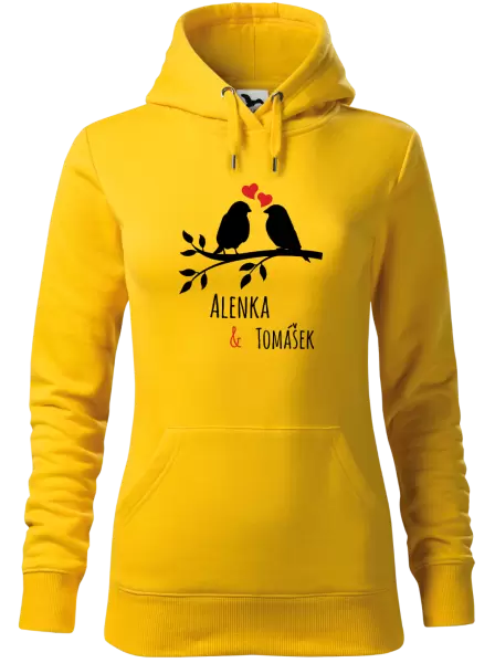 Dámská mikina Ptáčci na větvi - vlastní jména