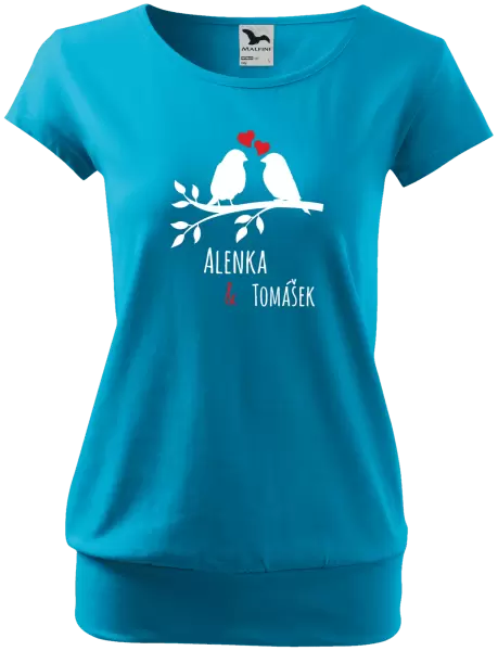 Dámské tričko Ptáčci na větvi - vlastní jména