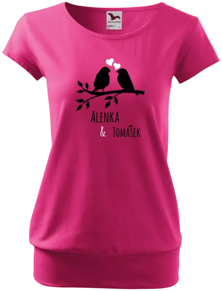 Dámské tričko Ptáčci na větvi - vlastní jména