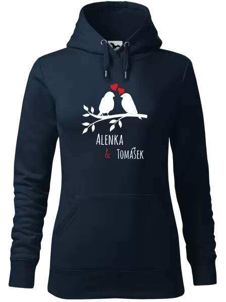 Dámská mikina Ptáčci na větvi - vlastní jména