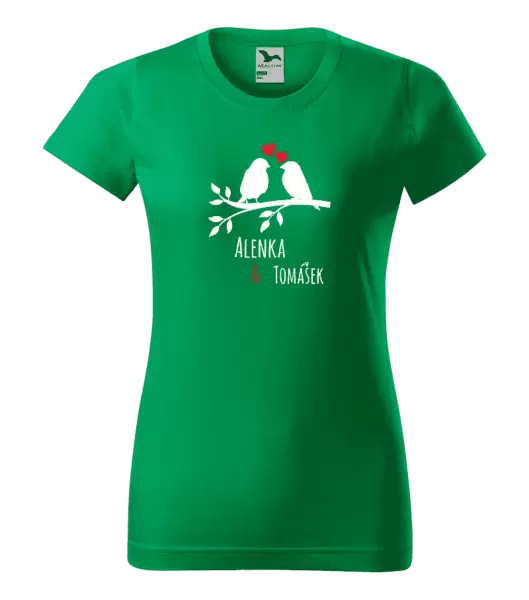 Dámské tričko Ptáčci na větvi - vlastní jména