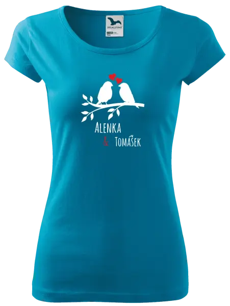 Dámské tričko Ptáčci na větvi - vlastní jména