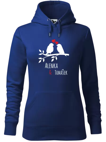 Dámská mikina Ptáčci na větvi - vlastní jména