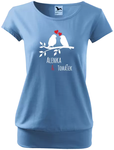 Dámské tričko Ptáčci na větvi - vlastní jména