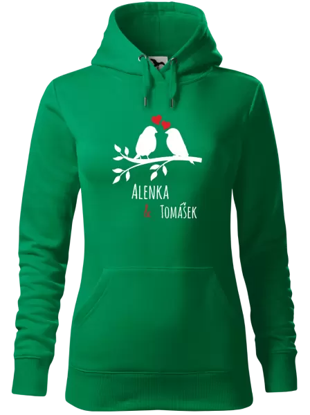 Dámská mikina Ptáčci na větvi - vlastní jména