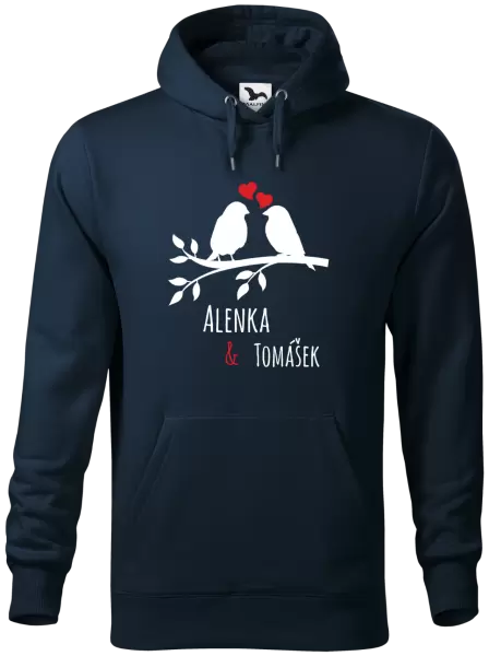 Pánská mikina Ptáčci na větvi - vlastní jména