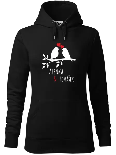 Dámská mikina Ptáčci na větvi - vlastní jména