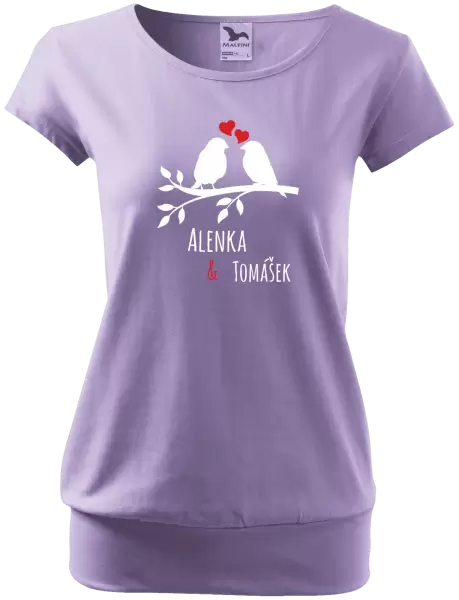 Dámské tričko Ptáčci na větvi - vlastní jména