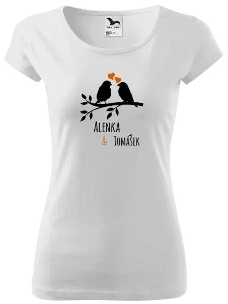 Dámské tričko Ptáčci na větvi - vlastní jména