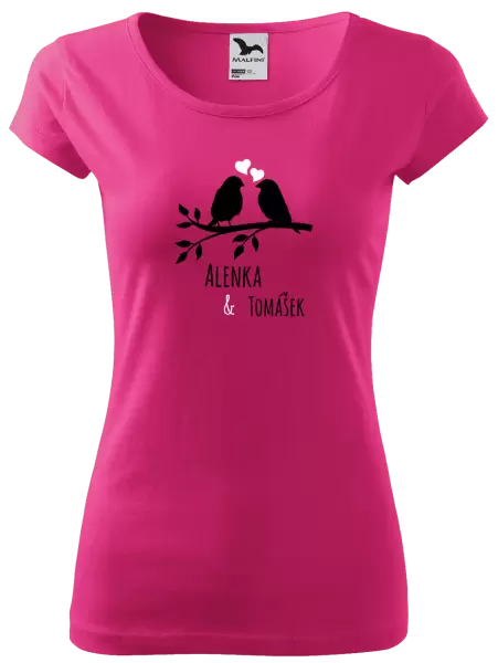 Dámské tričko Ptáčci na větvi - vlastní jména