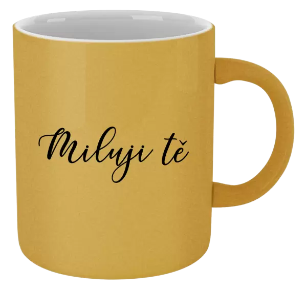 Metalický hrnek Miluji tě - nápis