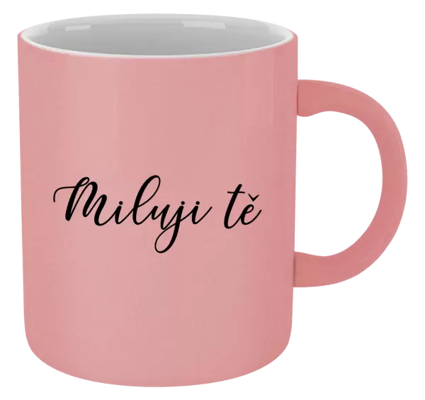 Metalický hrnek Miluji tě - nápis