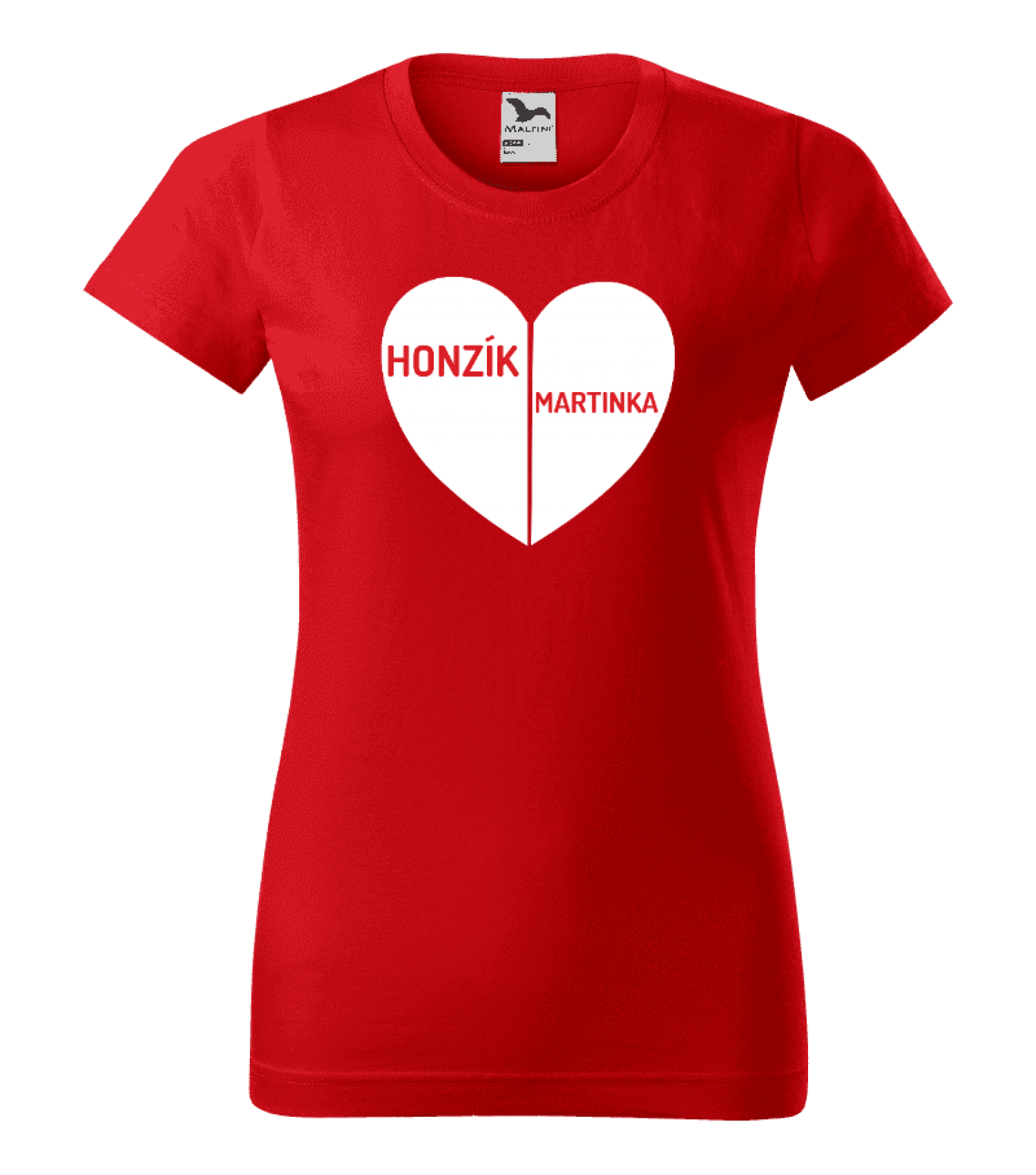 Dámské tričko Rozpůlené srdce se jmény