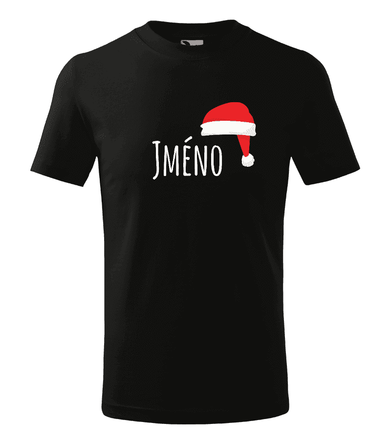 Dětské vánoční tričko Vánoční čepice - jméno