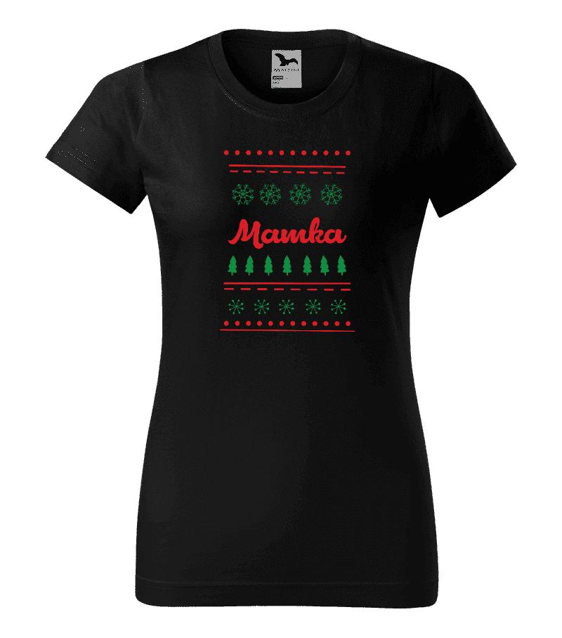 Dámské vánoční tričko Stromečky a vločky - mamka